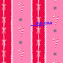 Load image into Gallery viewer, Dark pink Christmas coquette stripes