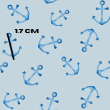 Load image into Gallery viewer, Nautical anchor scattered blue on pale blue