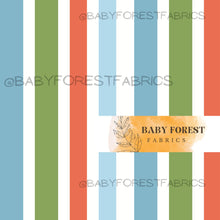 Load image into Gallery viewer, Tractor stripes white background blue green orange