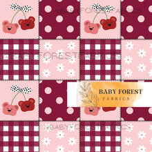 Load image into Gallery viewer, Dark red and pink teddy checks