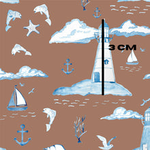 Load image into Gallery viewer, Nautical toile de jouy mocha mouse