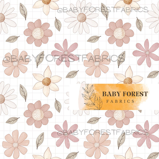 White Grid Florals
