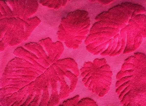 Hot pink leafs -Jacquard cotton terry towel fabric pre order
