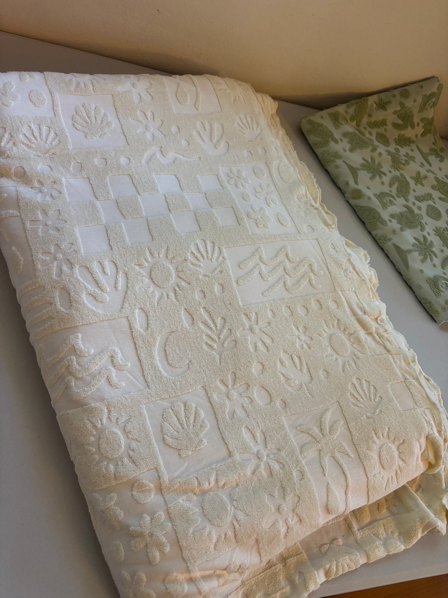 Cream boho beach - jacquard Terry towel