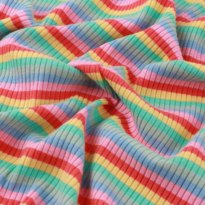 Rainbow dyed cotton rib knit