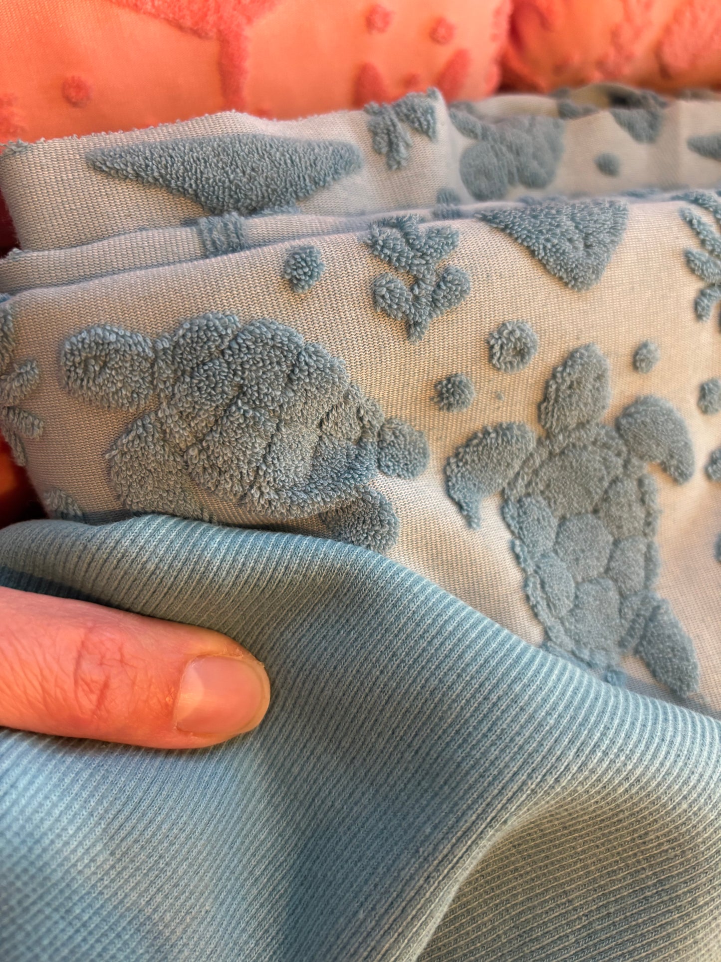 Baby Forest fabrics own sea life -Jacquard cotton terry towel fabric retail
