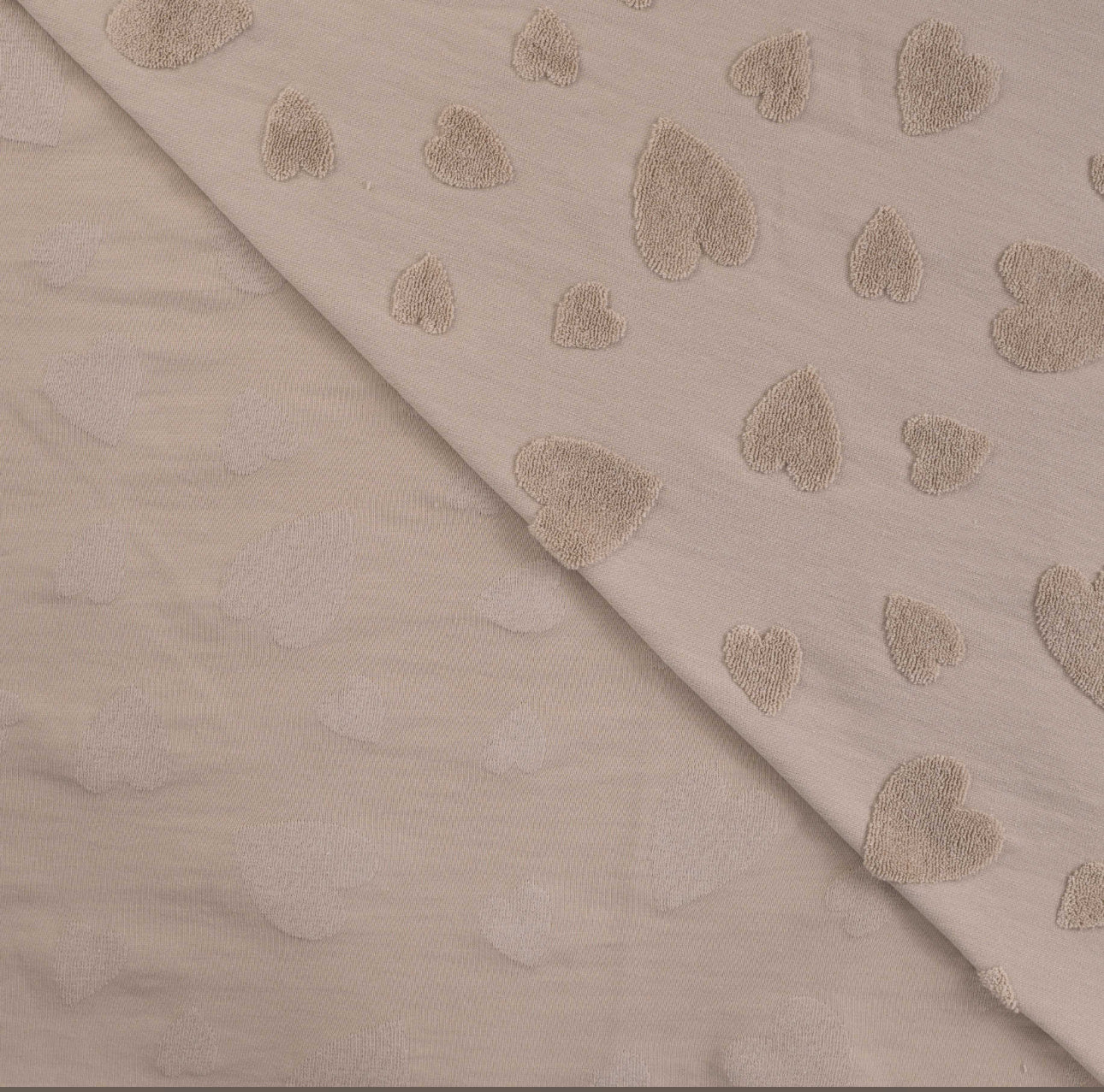 Jacquard cotton hearts Sand