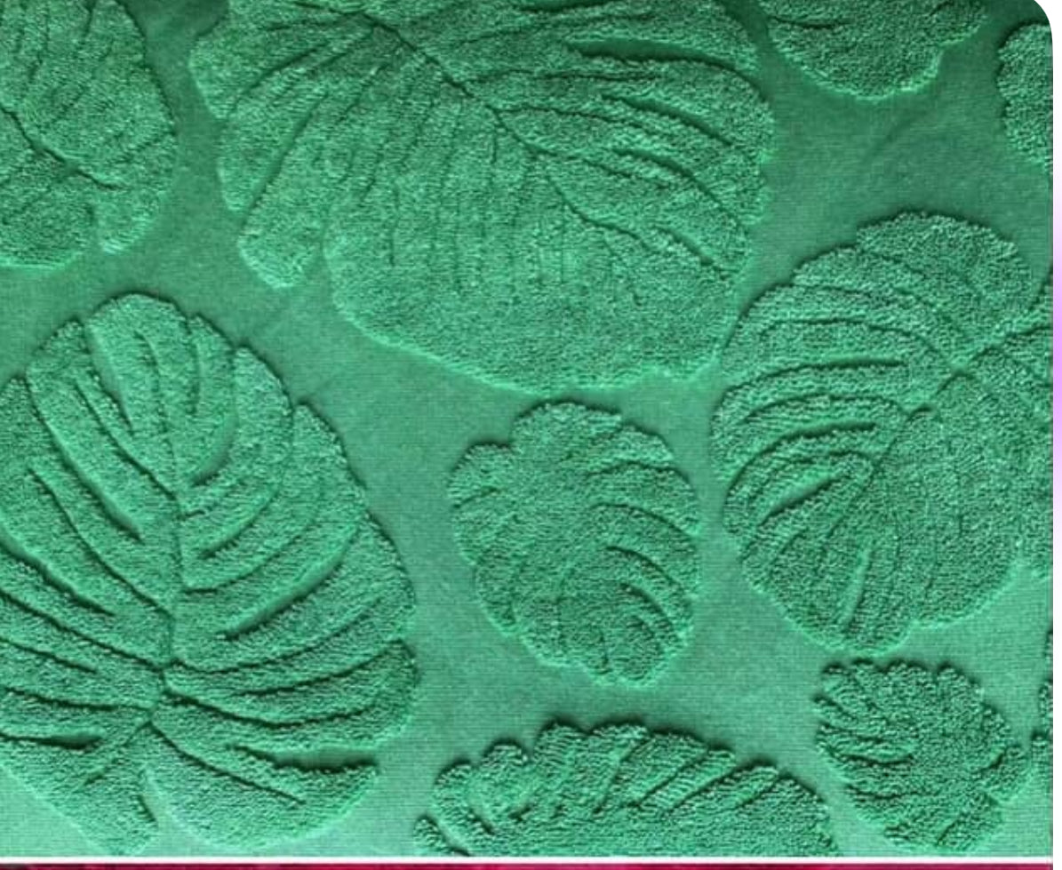 Green leafs -Jacquard cotton terry towel fabric pre order