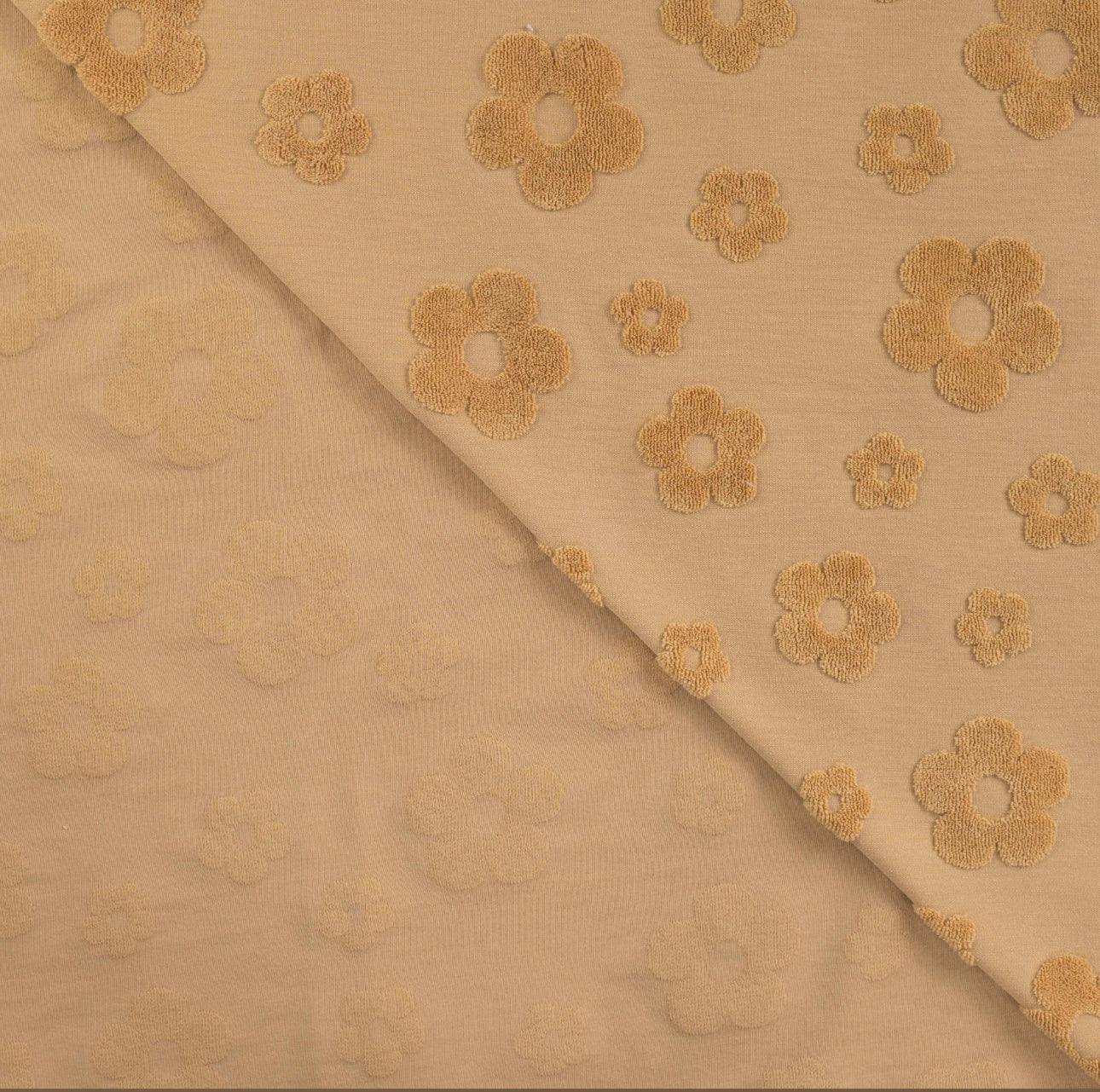 Jacquard cotton flowers Champagne