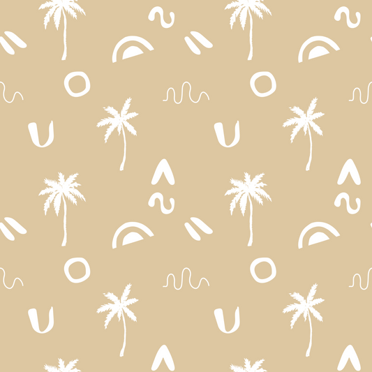Palms on beige- COTTON LYCRA