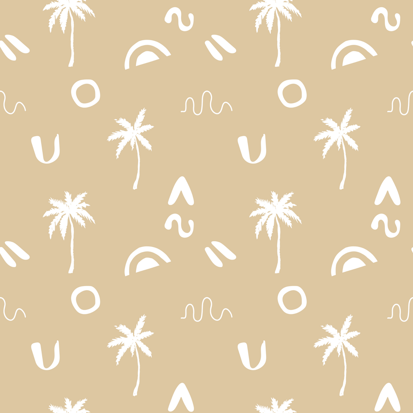 Palms on beige- COTTON LYCRA