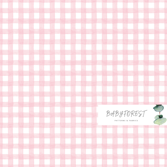 Pink gingham watercolour