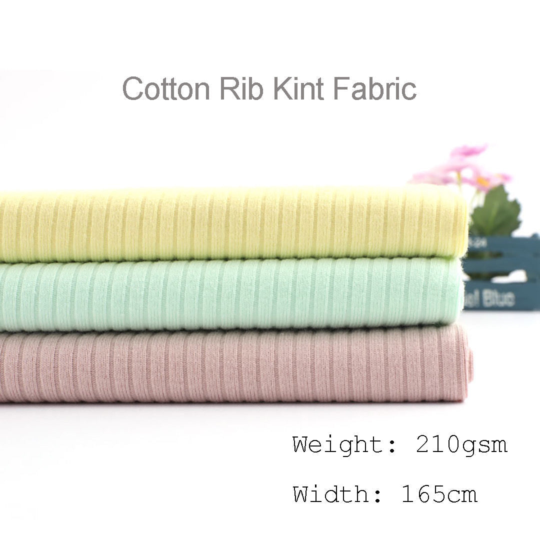 Solid cotton rib knit in stock