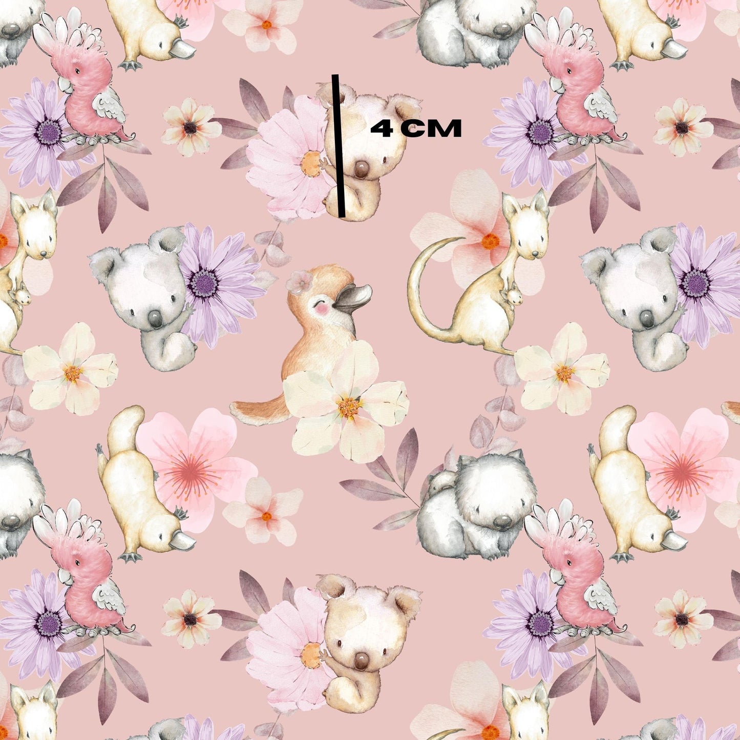 Dark pink floral koala