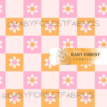 Load image into Gallery viewer, Pink and orange daisy checks