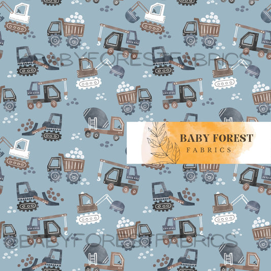 Trucks on denim blue