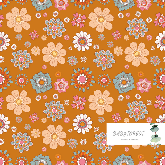 Boho floral rust seamless pattern