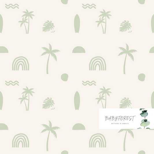 Sage green palms Seamless Pattern