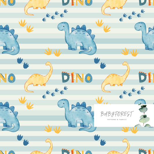 Dino blue stripe seamless pattern