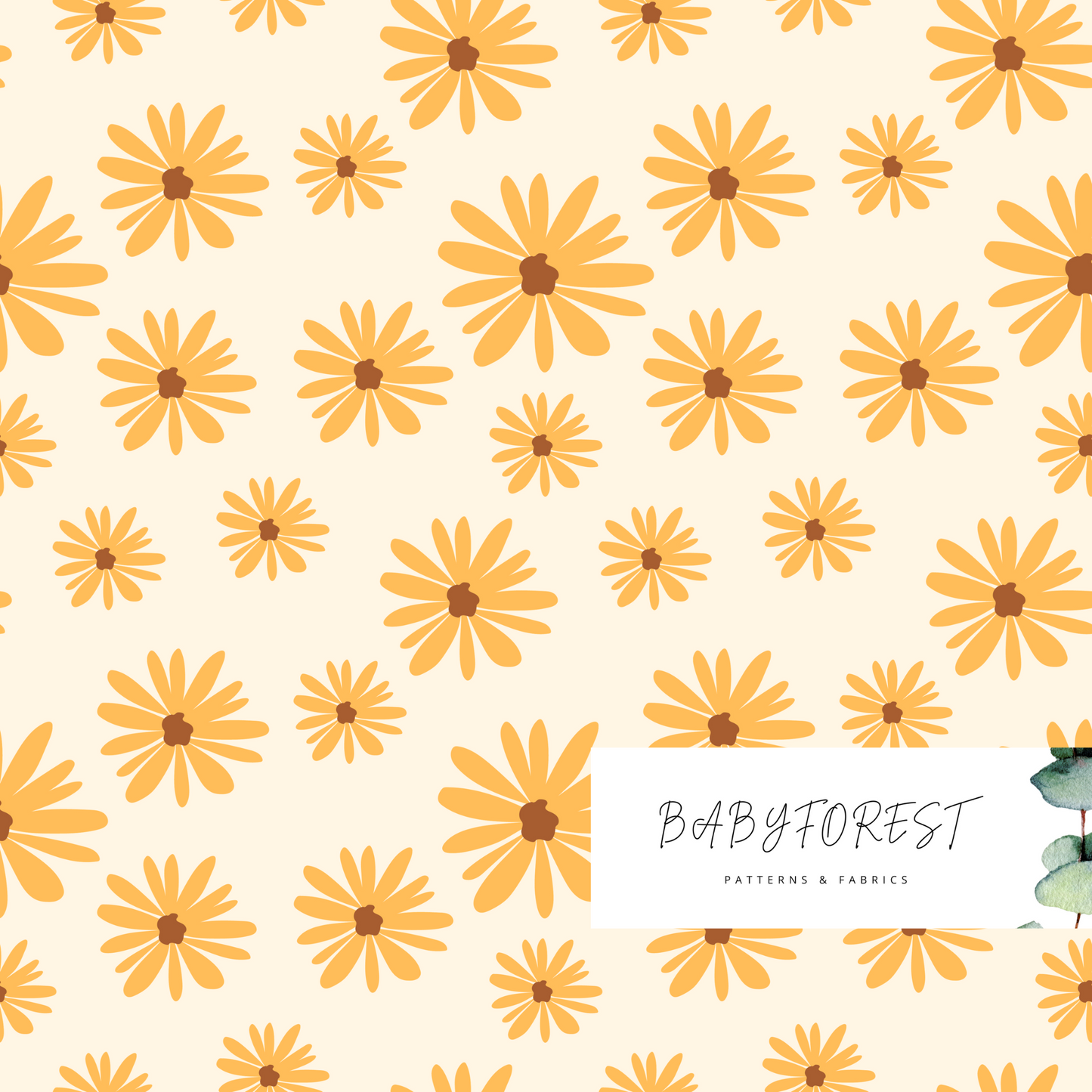 Yellow floral seamless pattern