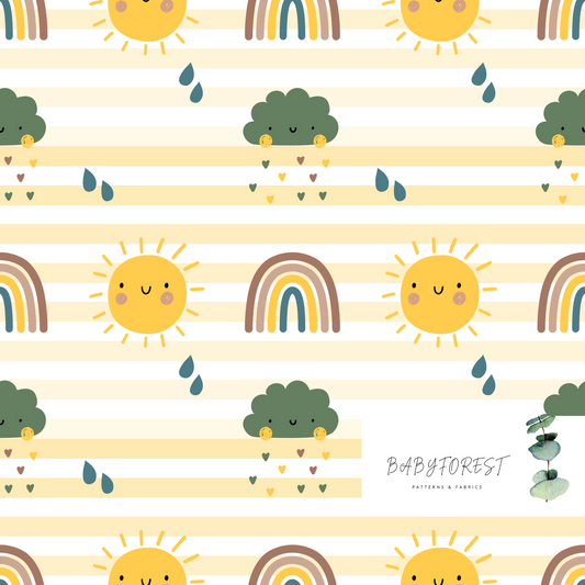 Sun stripe weather seamless pattern
