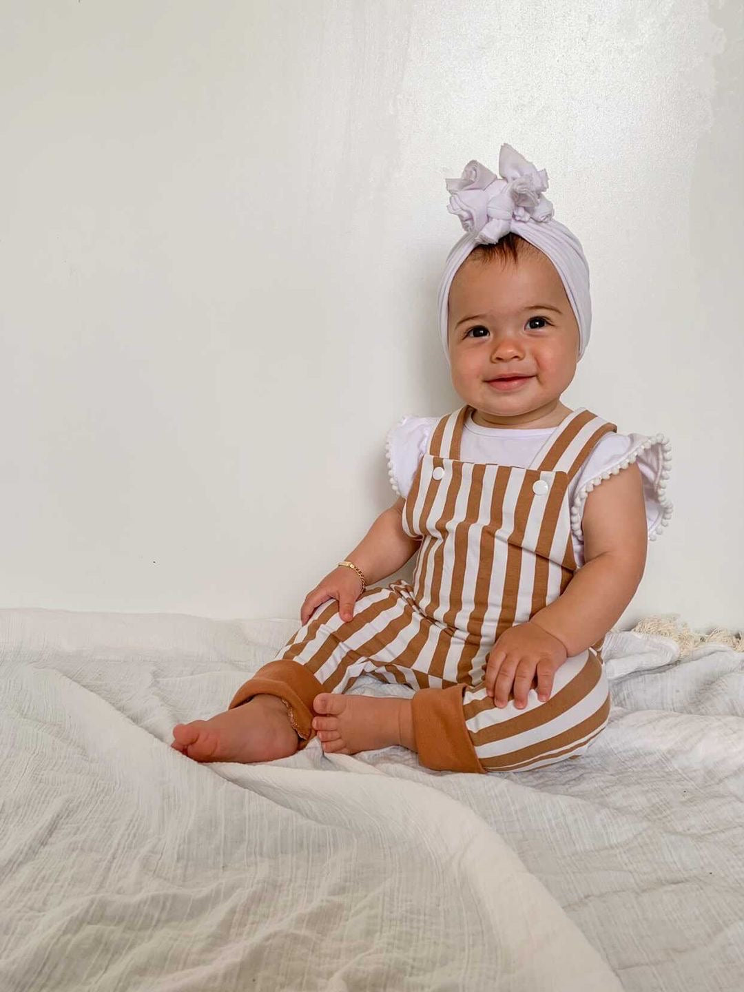 Brown stripe overalls
