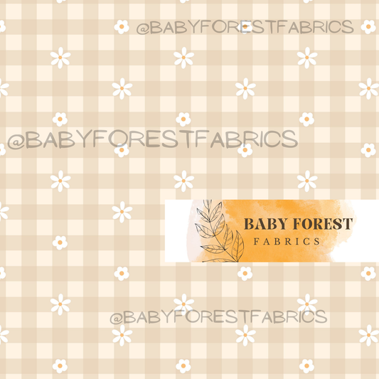 Whimsy daisy latte gingham