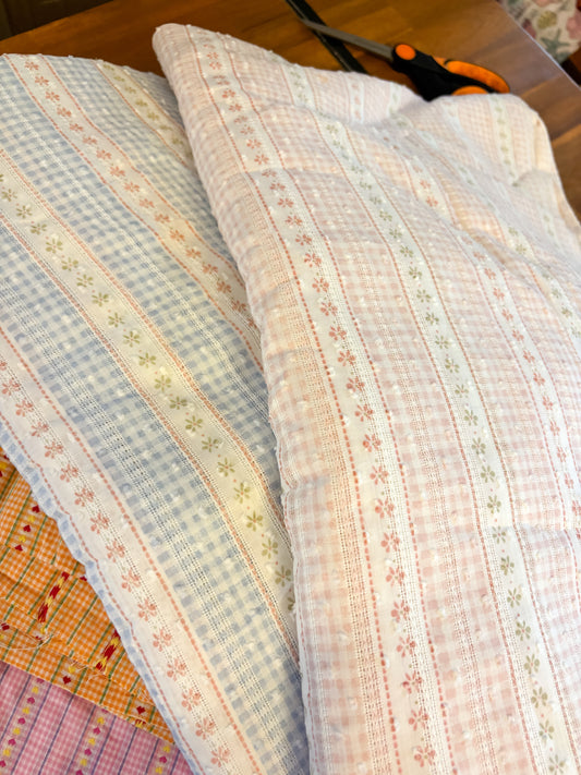 Embroidered woven Fabric floral gingham