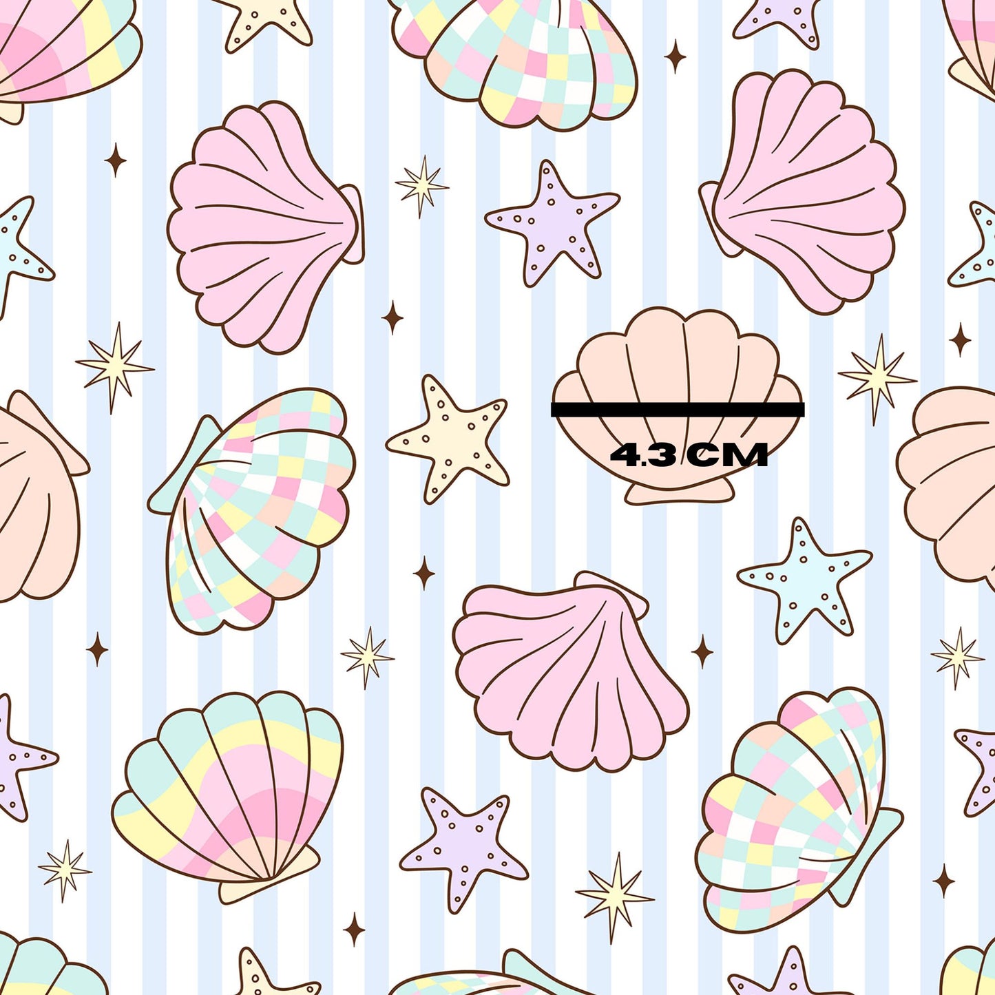Pastel Seashells on stripe