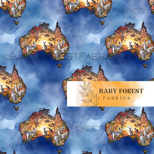 Australia on blue