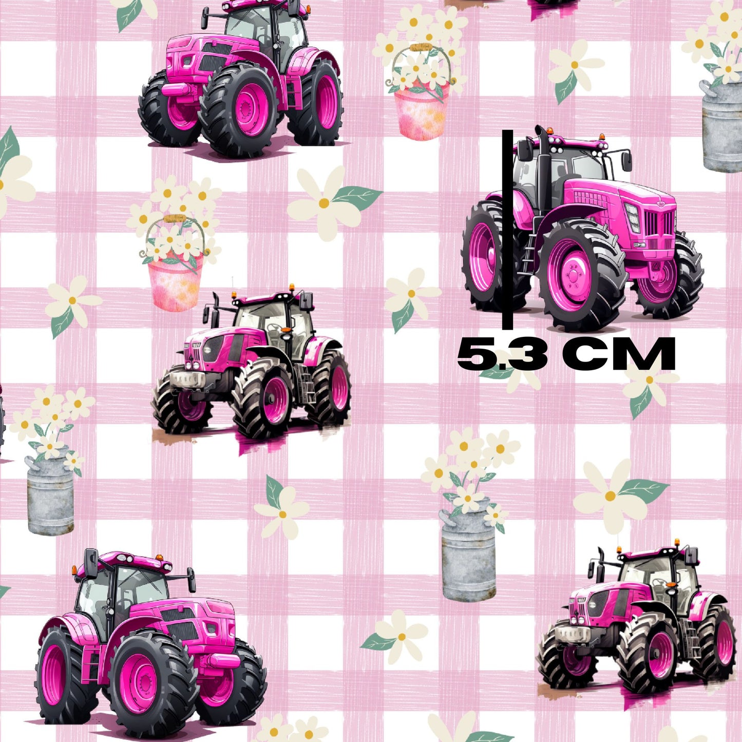Pink tractor gingham