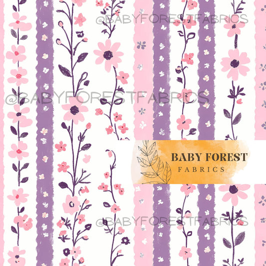 Pink Purple Floral Stripes
