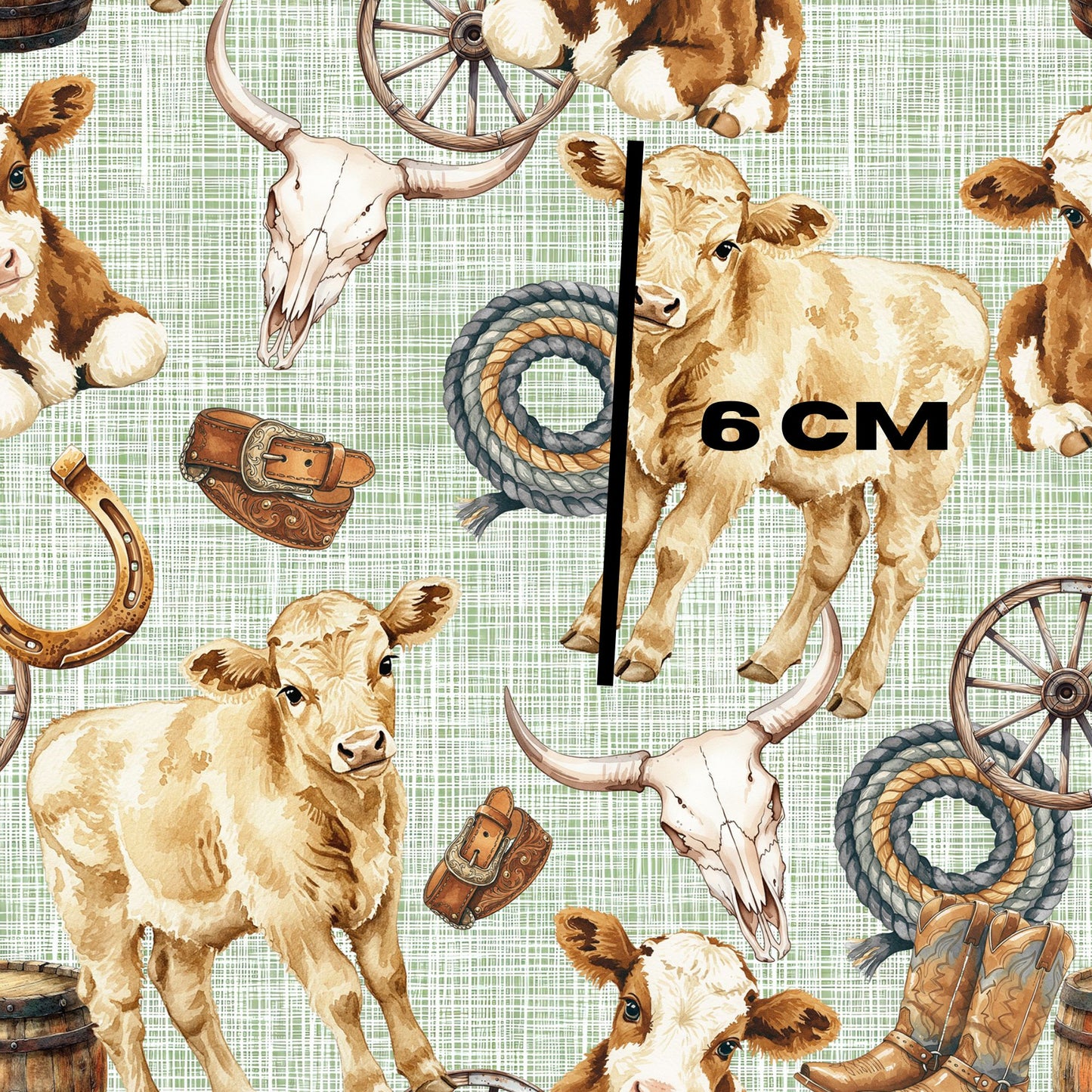 Cows on green linen
