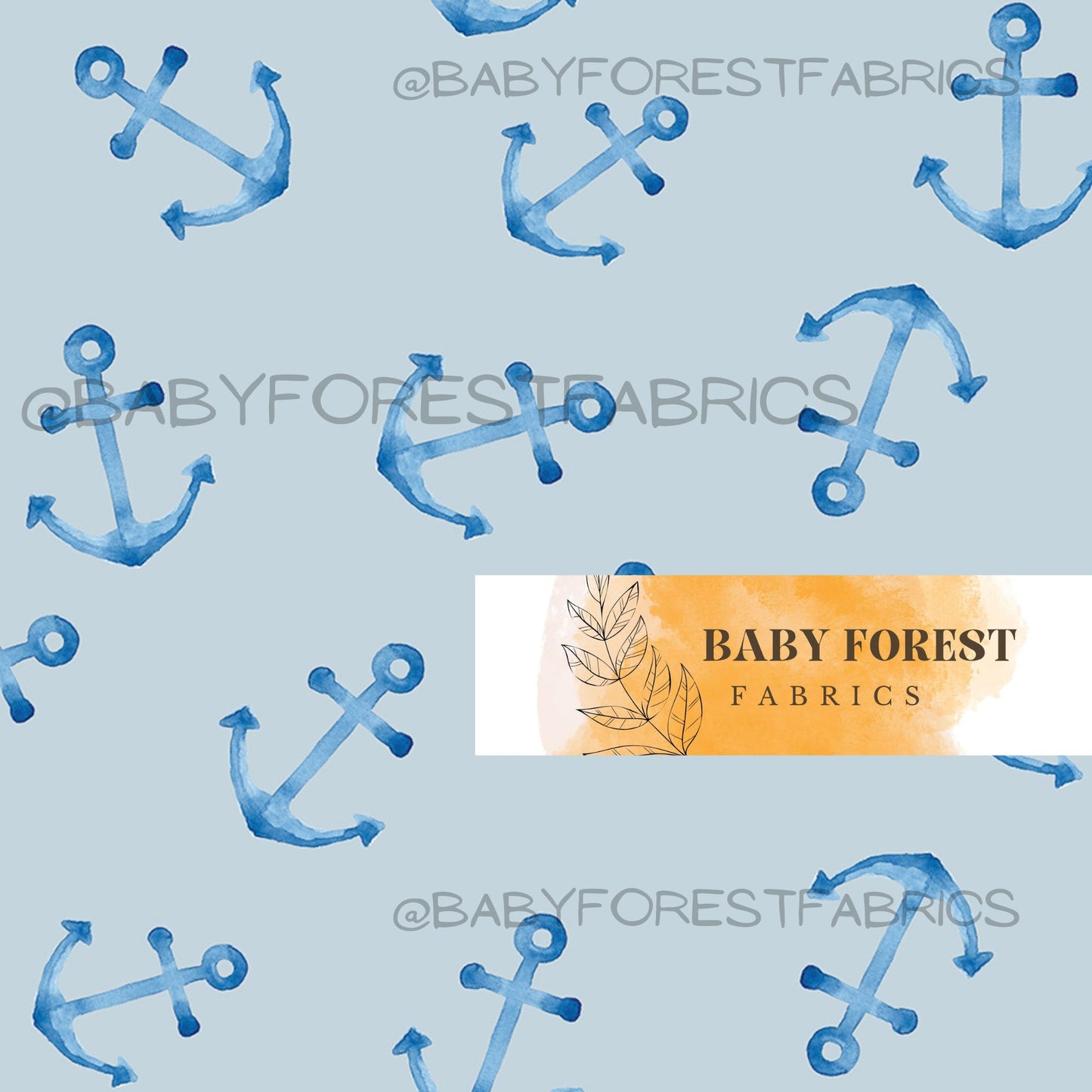 Nautical anchor scattered blue on pale blue