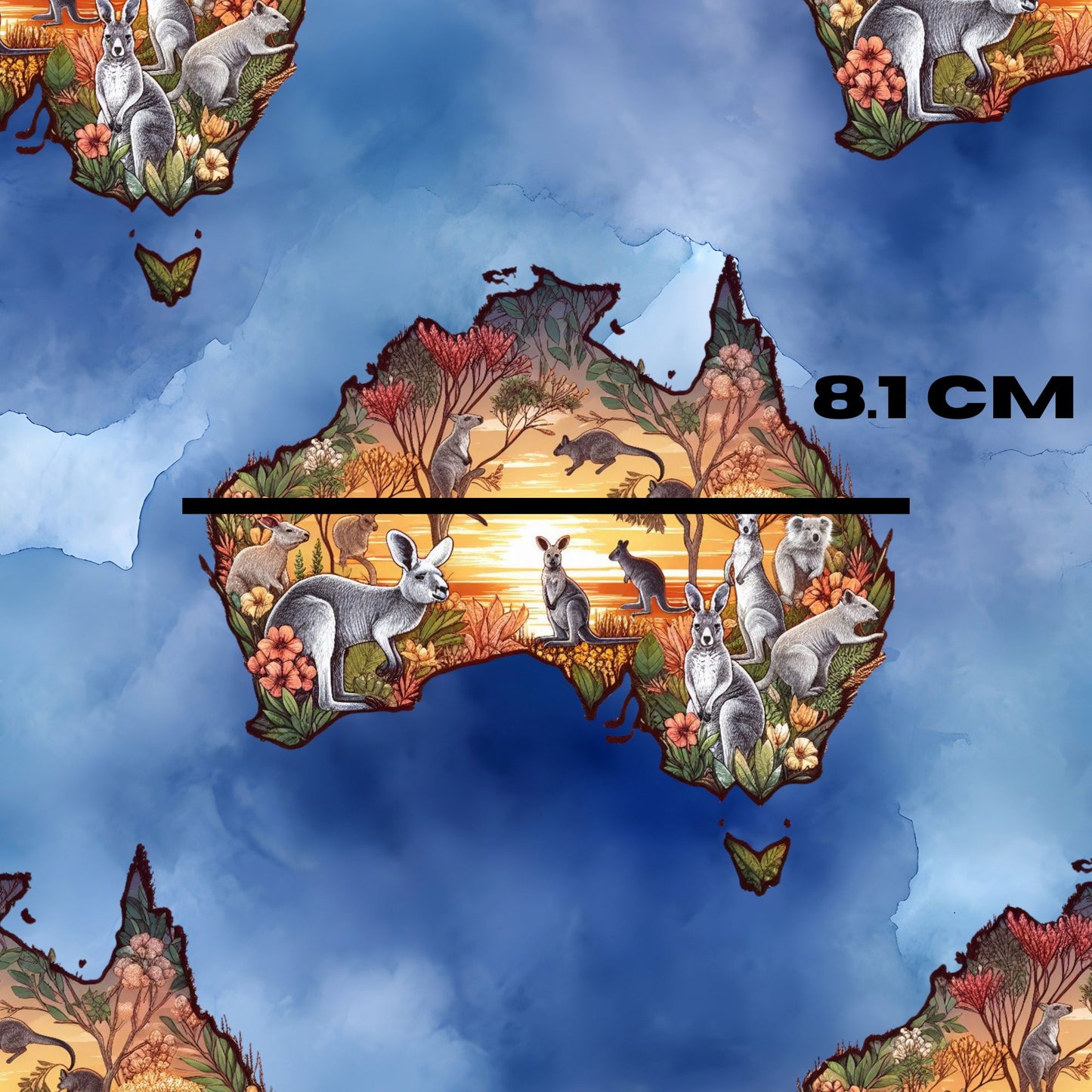 Australia on blue