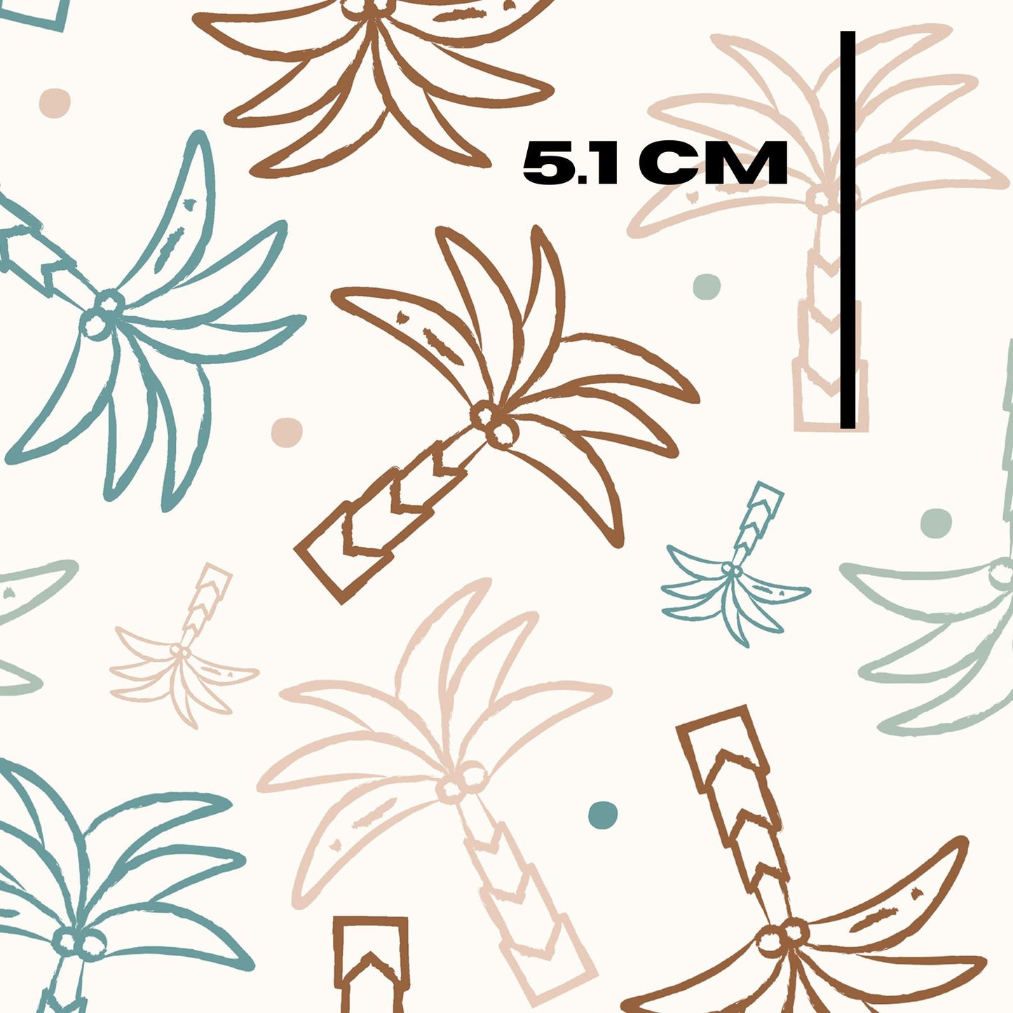Teal brown palms on cream