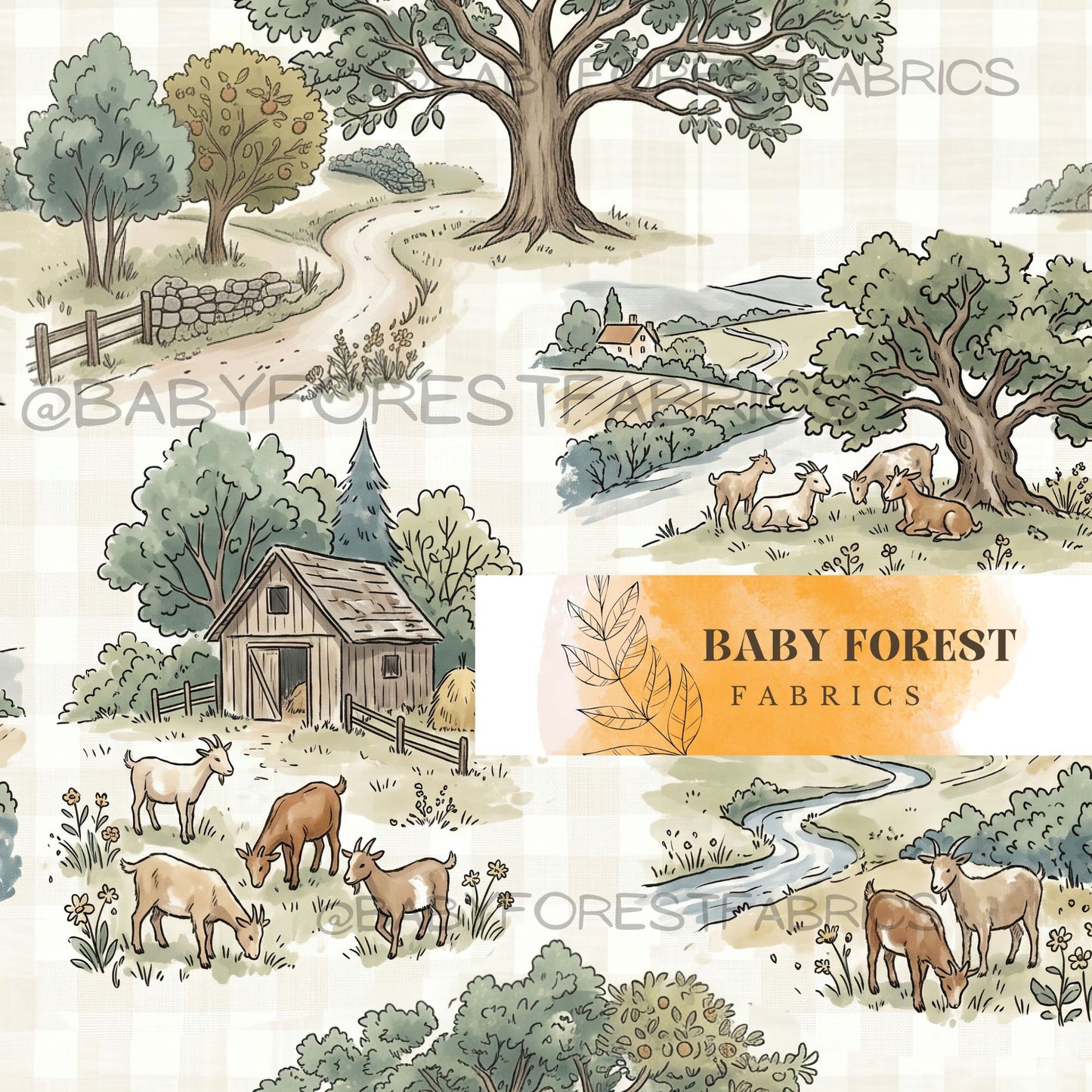 Goat farm gingham