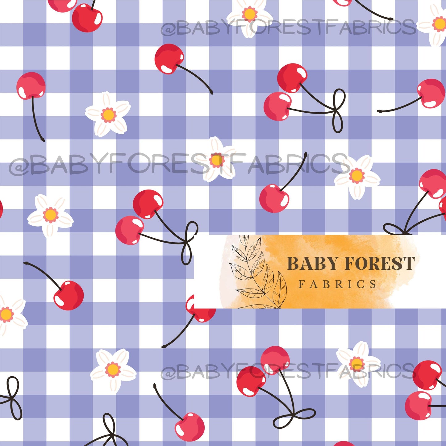 Navy blue cherry gingham