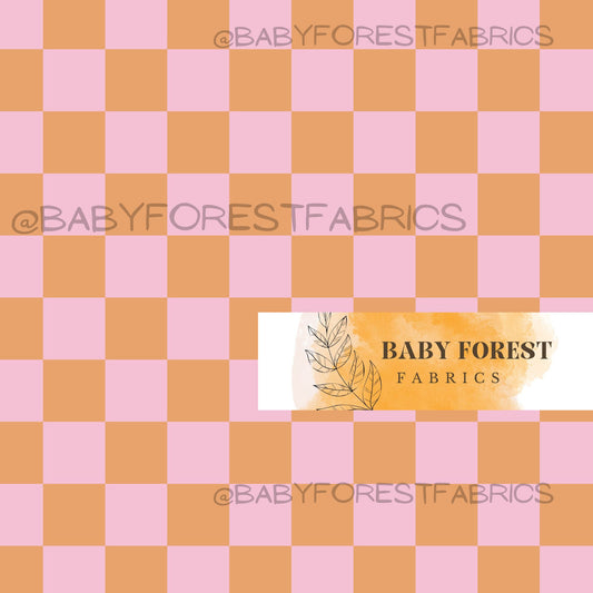 Pink and dark peach checks