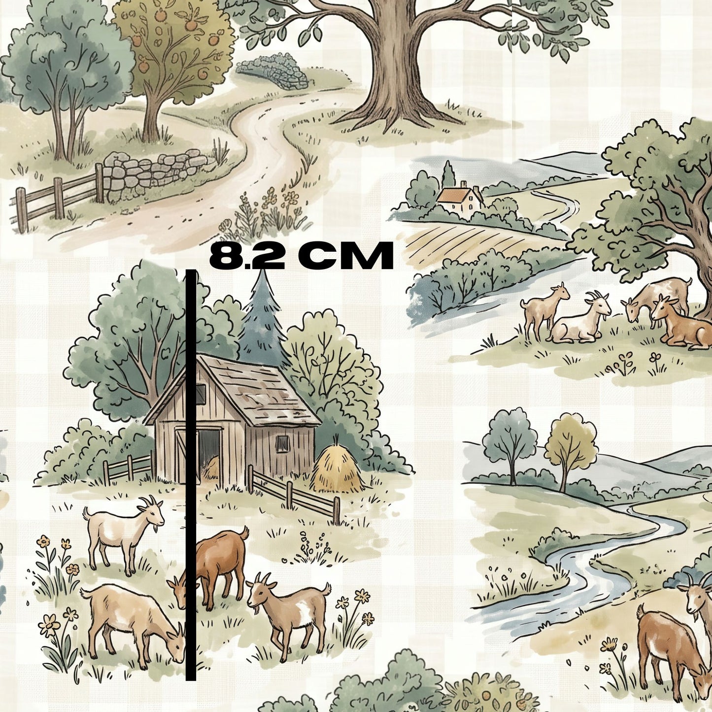 Goat farm gingham