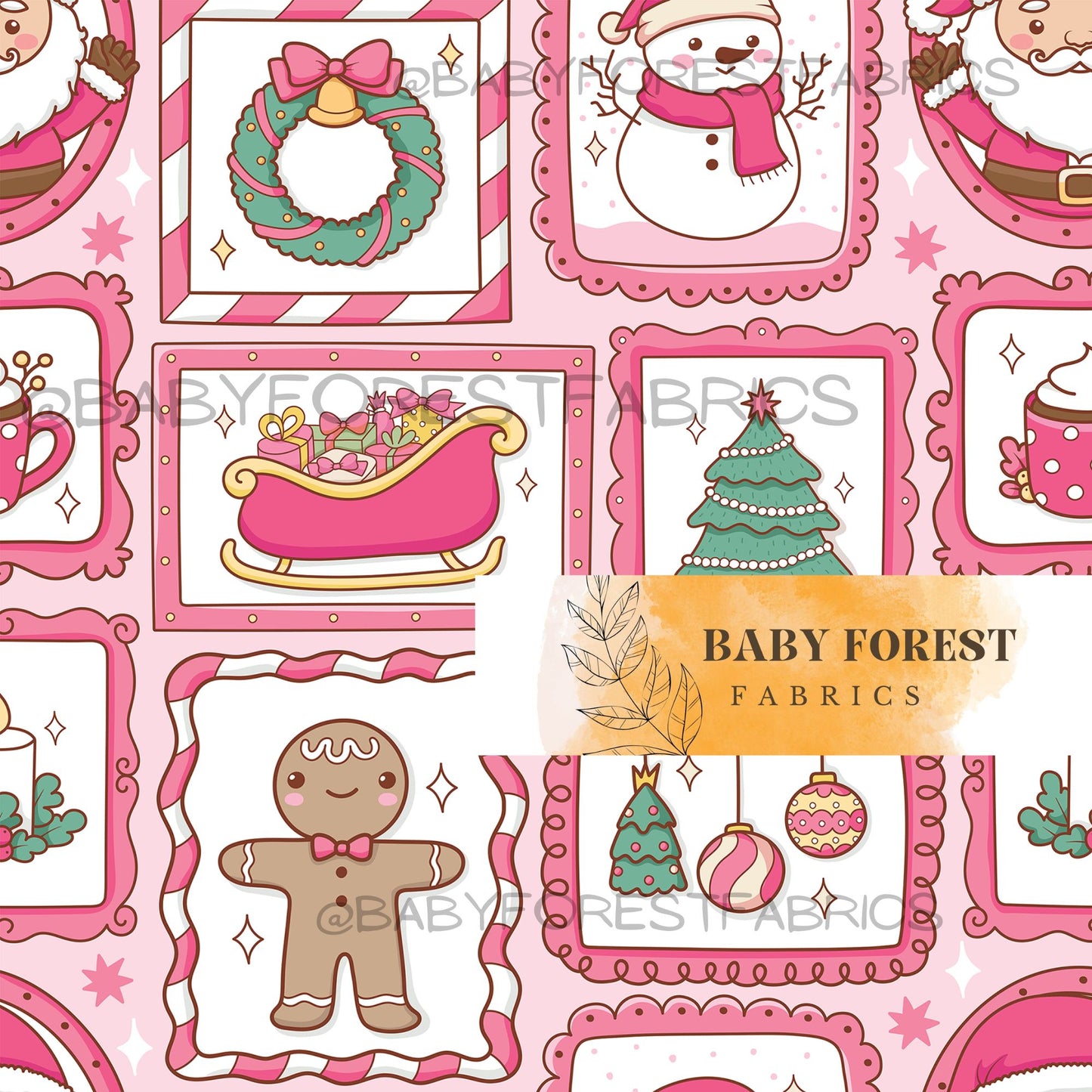 Pink cartoon Christmas patchwork