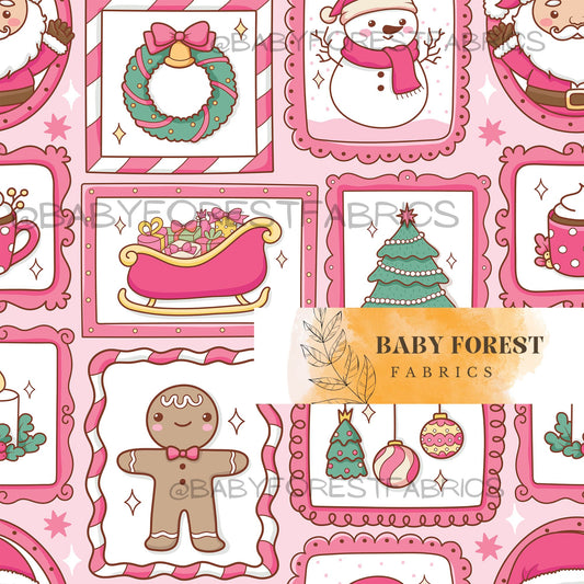 Pink cartoon Christmas patchwork
