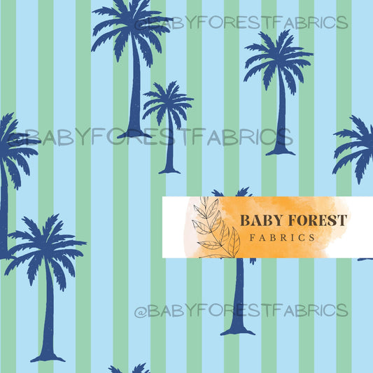 Blue green palm stripe