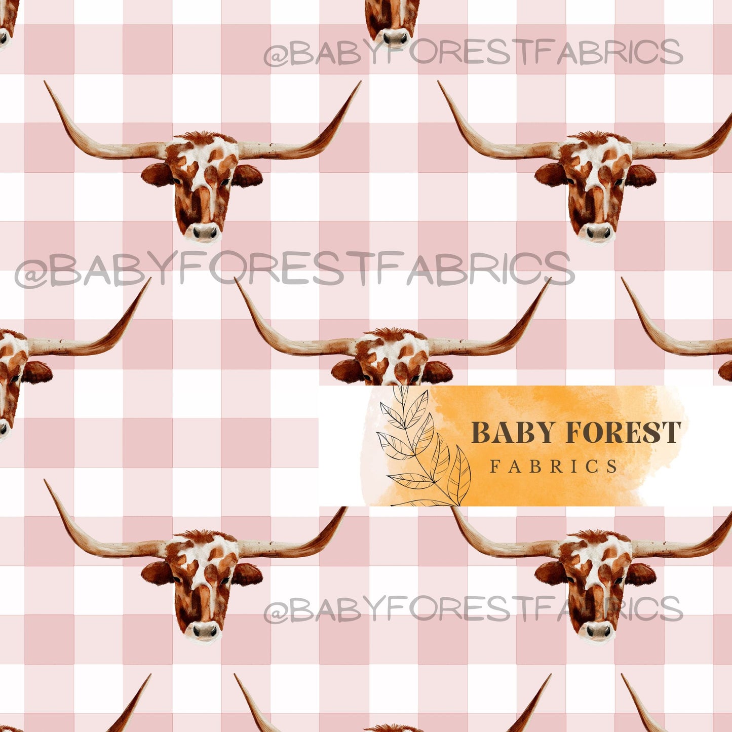Longhorn On Gingham Rose