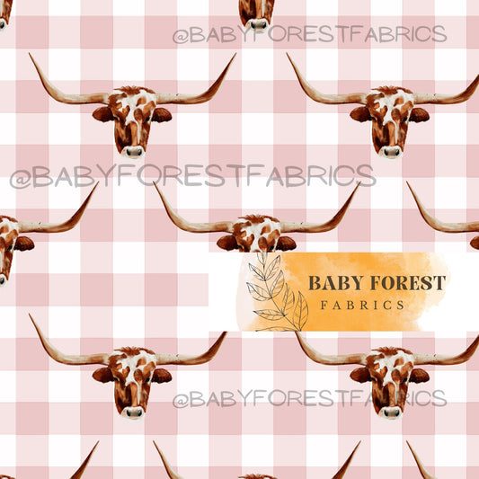 Longhorn On Gingham Rose