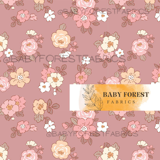 Florals on dark rose