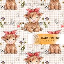 Load image into Gallery viewer, Vintage cow on gingham
