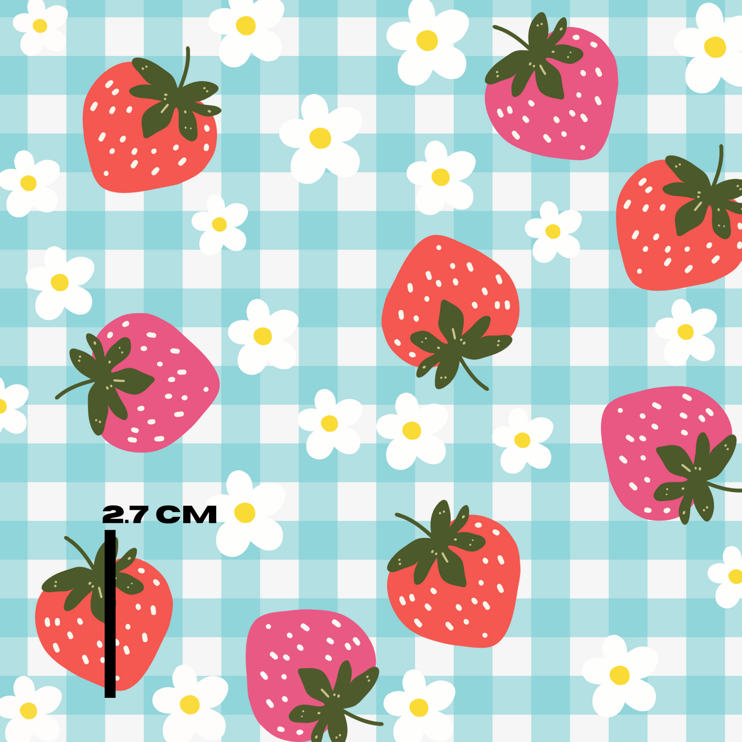 Blue strawberry gingham