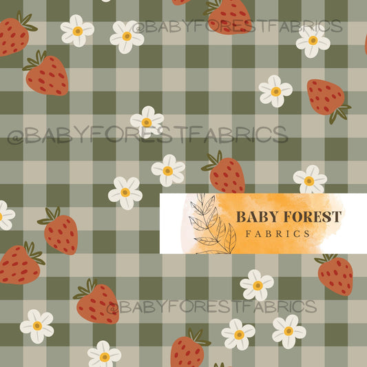Dark green strawberry gingham
