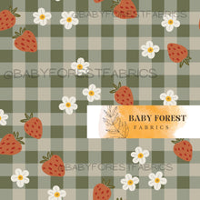 Load image into Gallery viewer, Dark green strawberry gingham
